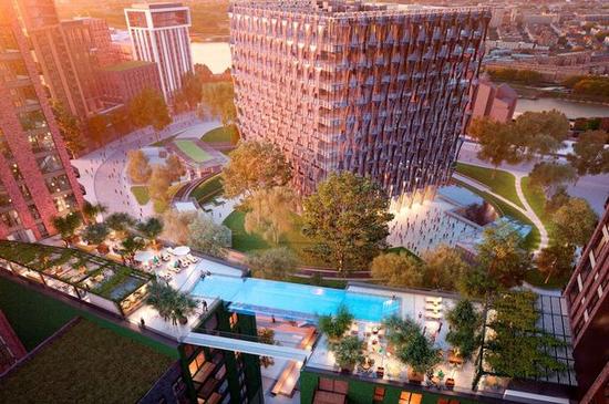 Dois edifícios em Londres ser?o “interligados” por piscina aérea transparente