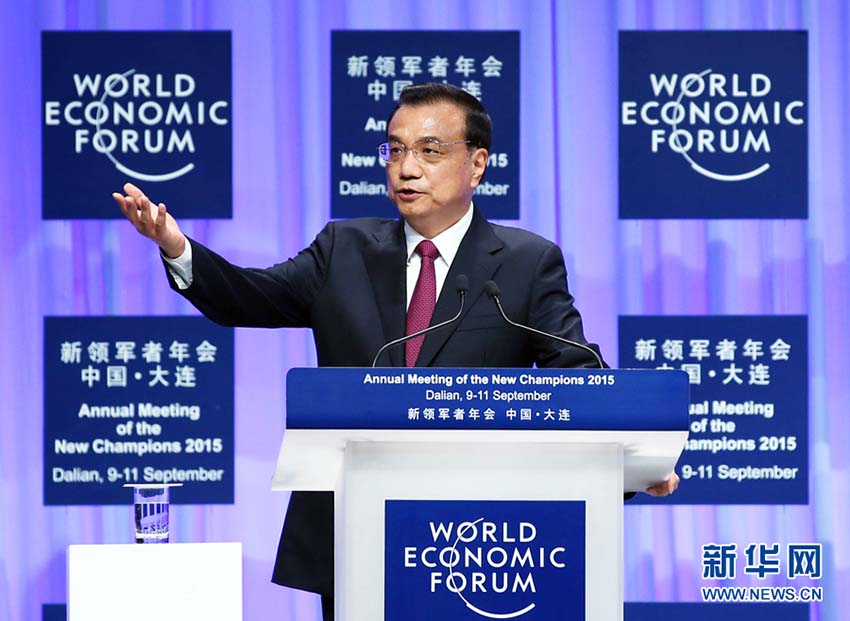 Li Keqiang discursa na abertura da 9a edi??o do Fórum Davos de Ver?o