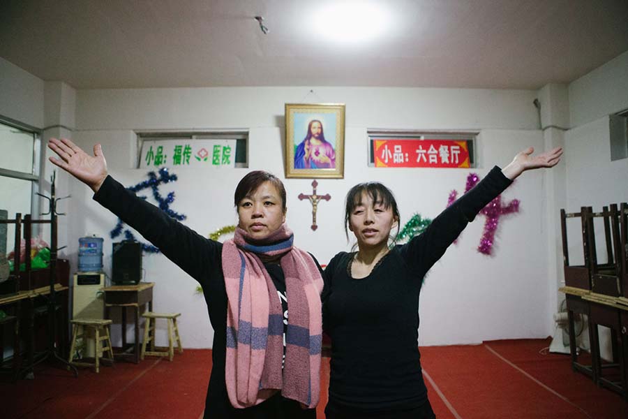 época natalícia em aldeia católica no norte da China