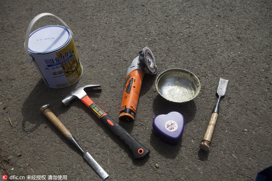 Chinês “tatua” árvores em um parque no nordeste do país