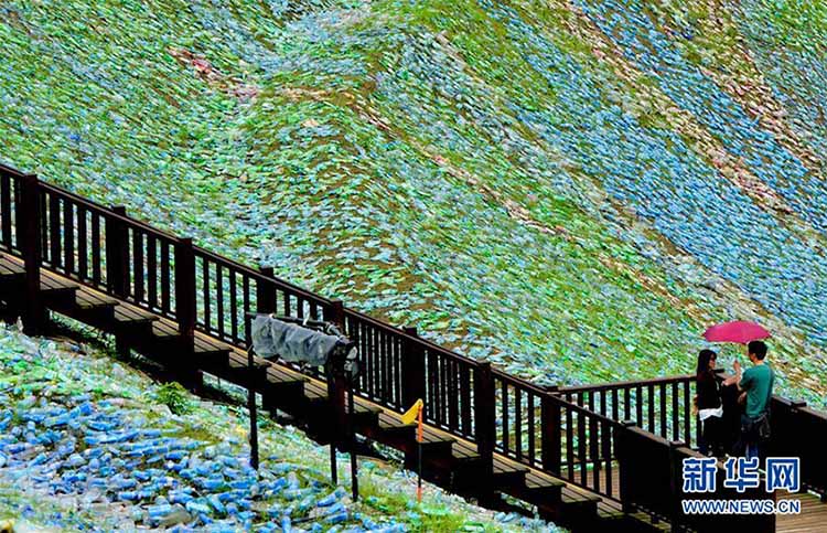 Parque em Taiwan usa 4 milh?es de garrafas recicladas para fazer pintura de Van Gogh