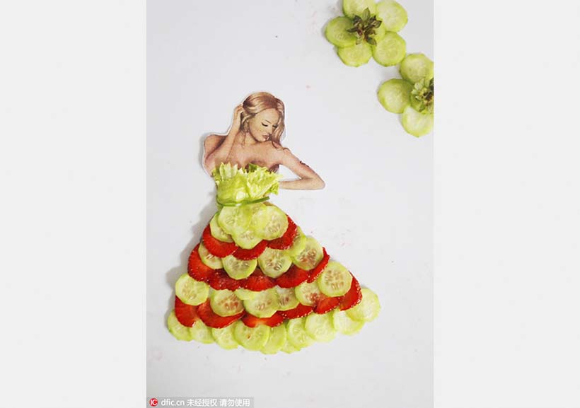 Estudantes usam legumes e frutas para fazer pinturas criativas