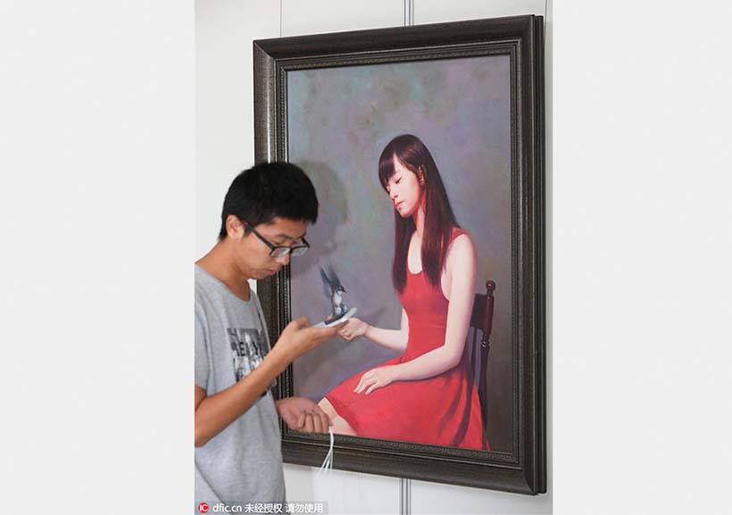 Cole??o de pinturas contemporaneas da RPDC s?o exibidas em Nantong