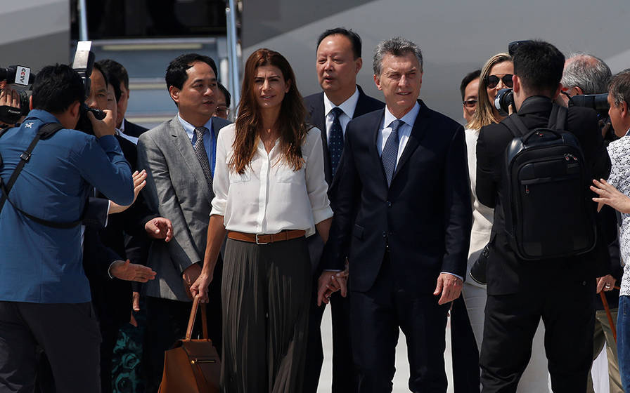 O presidente da Argentina, Mauricio Macri, que marca presen?a na Cúpula do G20, chegou a Hangzhou no dia 2 de setembro.
