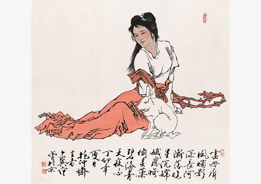 Deusa da lua chinesa nos olhos dos pintores