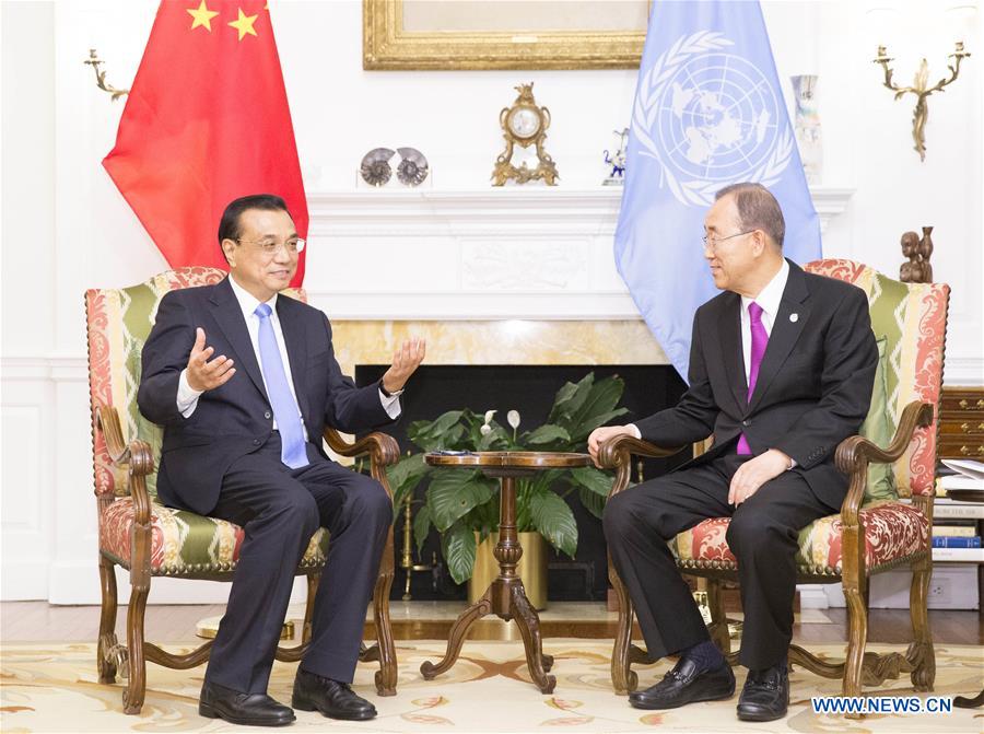 Premiê chinês encontra-se com Ban Ki-moon para assunto de desenvolvimento e mudan?a climática