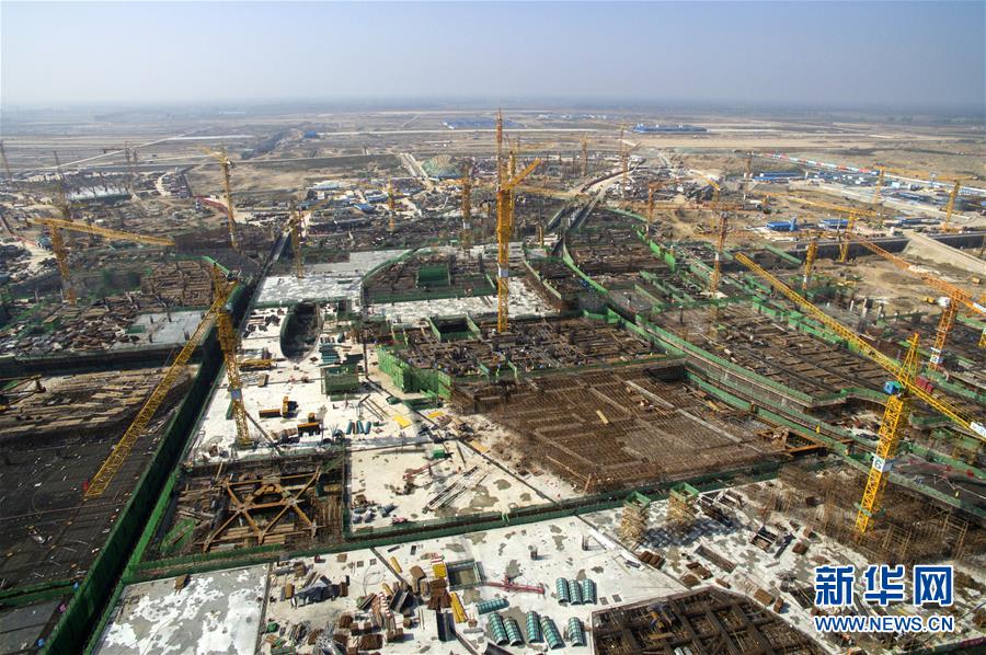 Panorama da constru??o do novo aeroporto de Beijing
