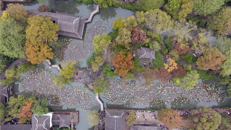 Vista aérea do Jardim do Administrador Humilde no leste da China