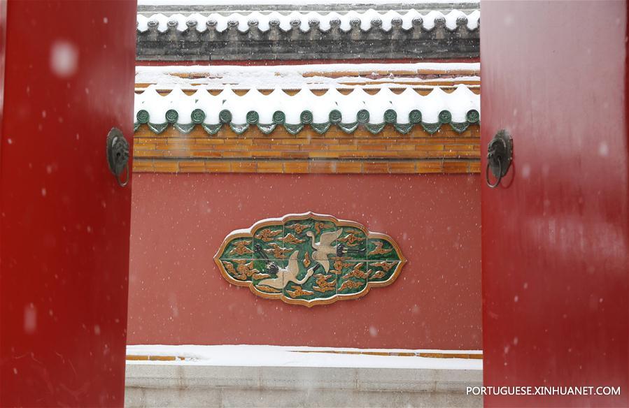 Paisagem nevada do Palácio Imperial de Shenyang