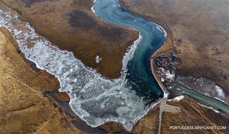 Paisagem do pantano em Maqu de Gansu