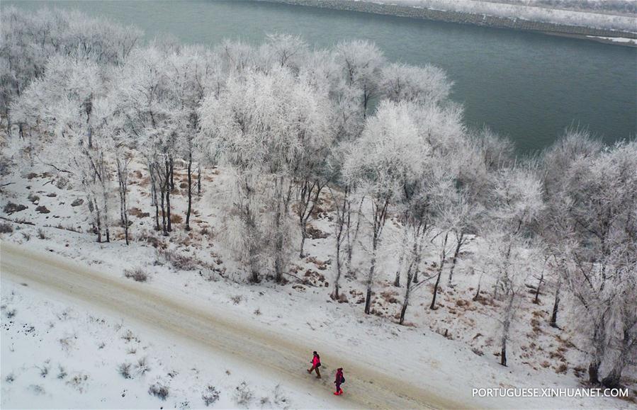 Paisagem de sincelo em Jilin no nordeste da China