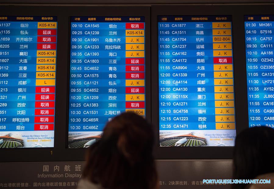 Polui??o pesada provoca atrasos generalizados e cancelamentos de voos em Beijing