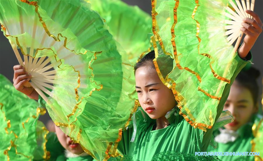 Celebra??o é realizada para colheita de laranjas kinkan em Guangxi