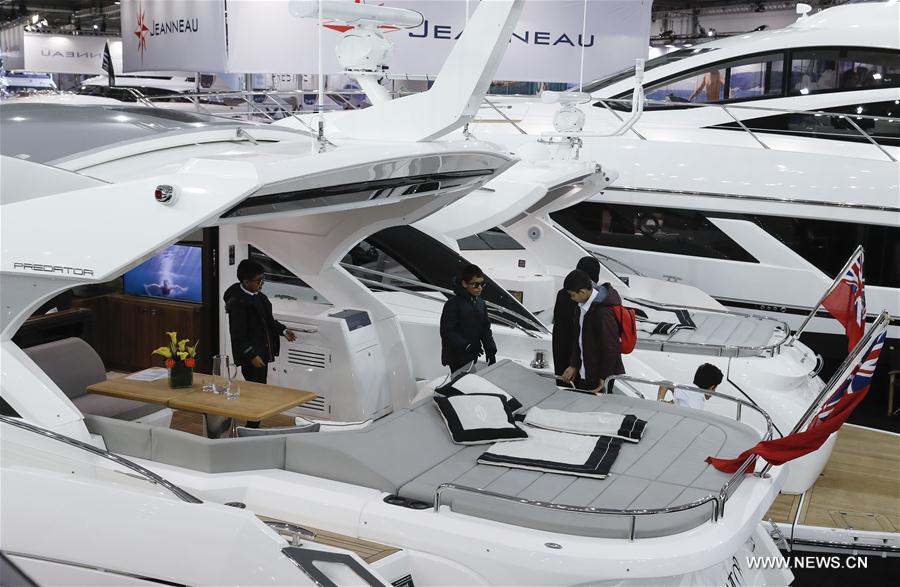 Exposi??o de Barcos de Londres é realizada no Centro de Conven??es de Londres, Reino Unido