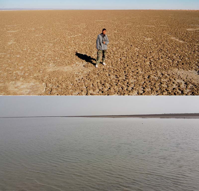 água retorna a antigo lago seco da cidade chinesa de Dunhuang