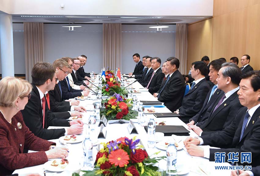 Presidente chinês reúne-se com premiê finlandês sobre coopera??o bilateral