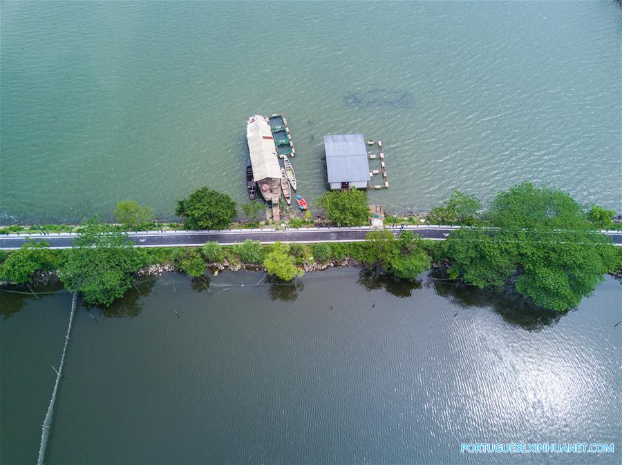 Vista aérea da vila de Sandu em Zhejiang no leste da China