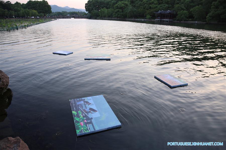 Exposi??o fotográfica em Hangzhou no leste da China