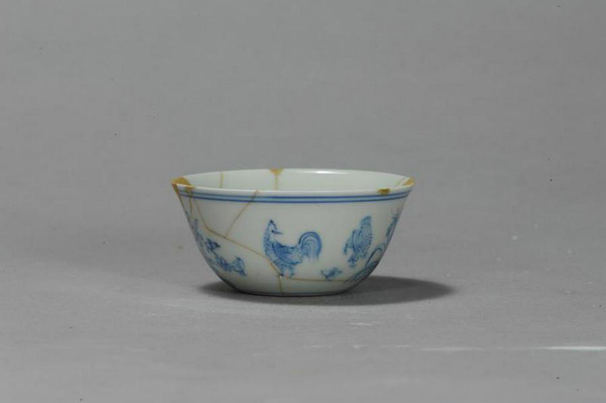 Porcelana azul e branca exibida no Museu de Shandong