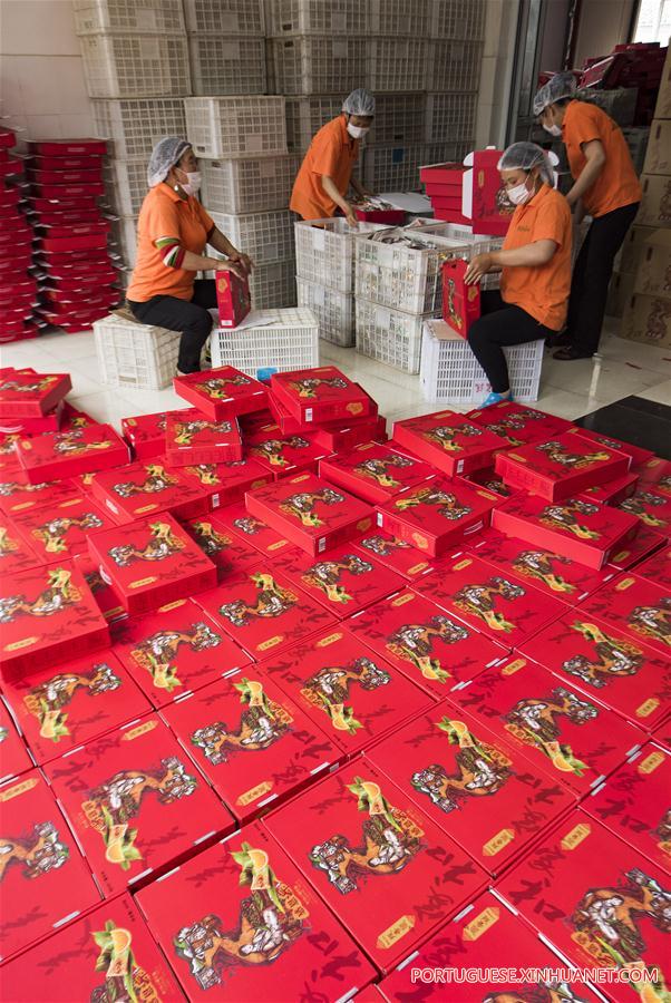 Zongzi, bolinho símbolo do Festival do Barco-Drag?o, é preparado em Hubei no centro da China