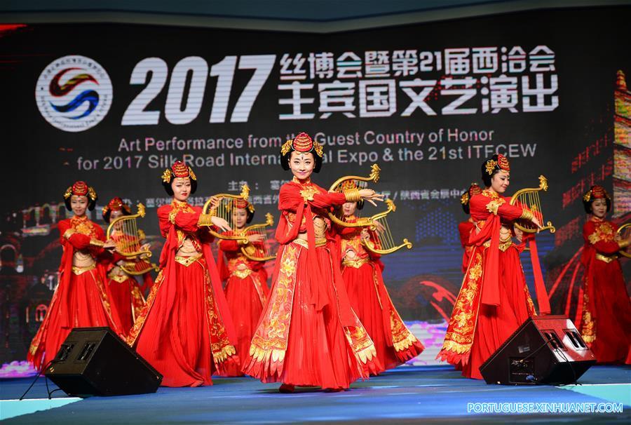 Exposi??o Internacional da Rota da Seda 2017 é realizada no Shaanxi no noroeste da China