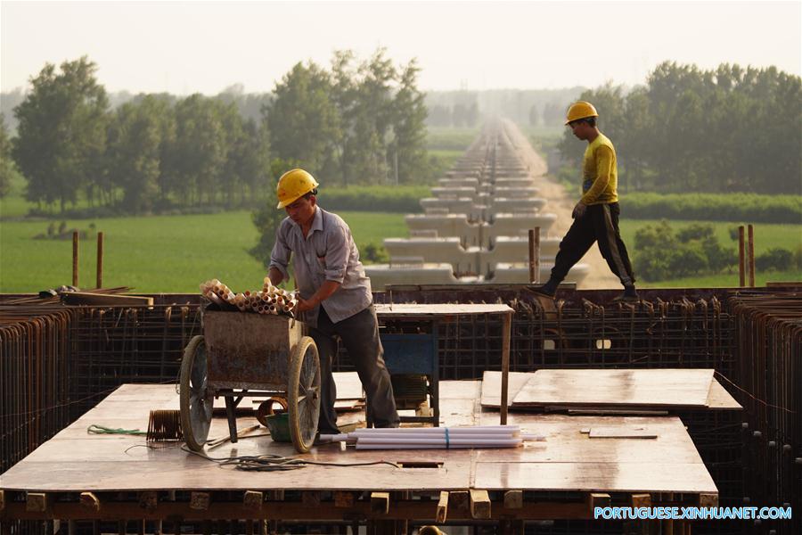 Constru??o da ferrovia de alta velocidade Zhengzhou-Wanzhou