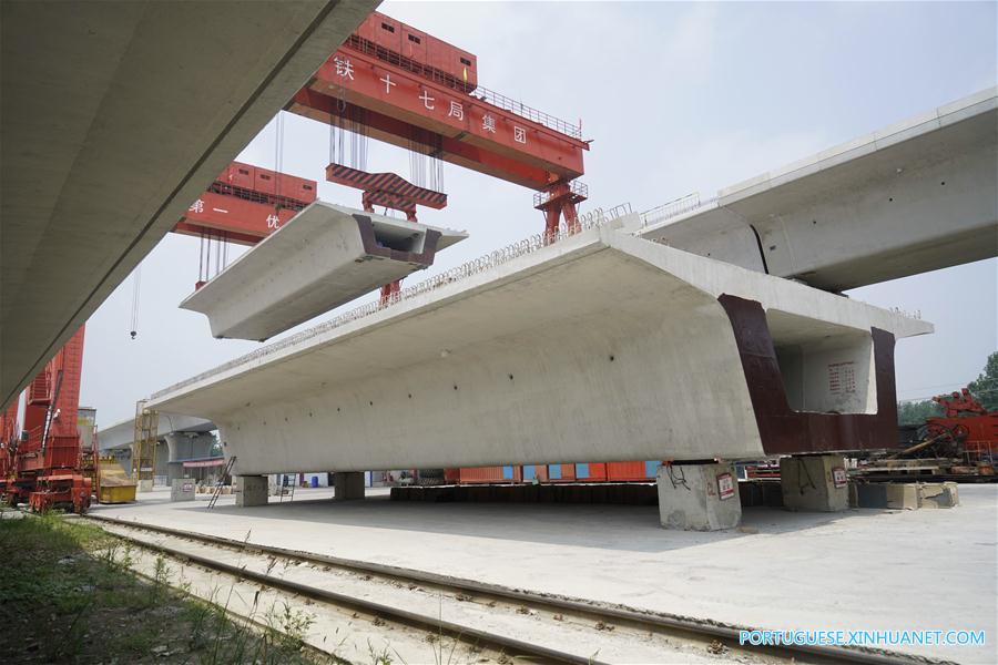 Constru??o da ferrovia de alta velocidade Zhengzhou-Wanzhou
