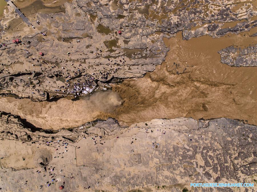 Fotos aéreas mostram cachoeira Hukou do rio Amarelo