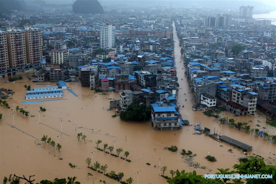 Chuvas torrenciais atingem diversas áreas de Guangxi, no sul da China