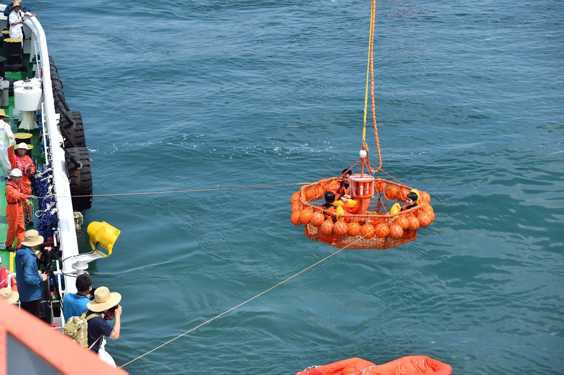 Astronautas chineses e europeus realizam treinamento de sobrevivência no mar