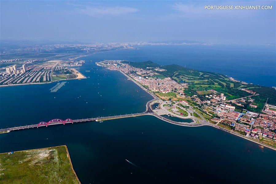Paisagem da ilha Yangma em Shandong