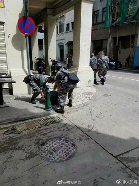 Tuf?o Hato: Soldados da Guarni??o do ELP em Macau s?o mobilizados para opera??es de limpeza