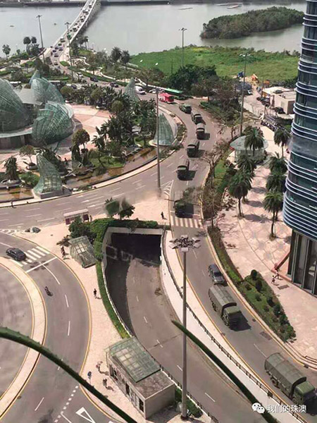 Tuf?o Hato: Soldados da Guarni??o do ELP em Macau s?o mobilizados para opera??es de limpeza