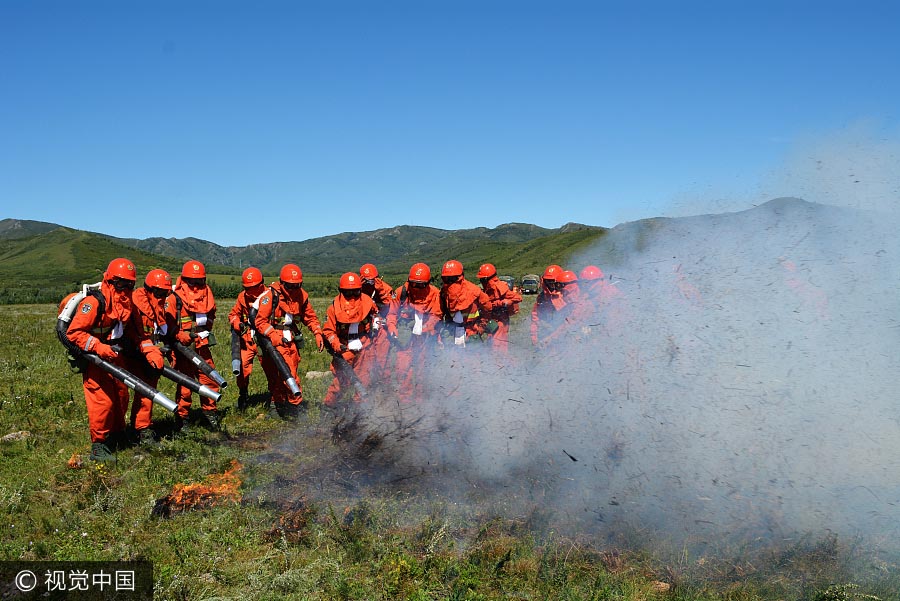 Mongólia Interior realiza exercício de preven??o contra incêndios florestais