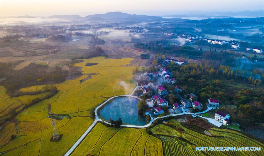 Cenário da aldeia Yangshan em Anhui