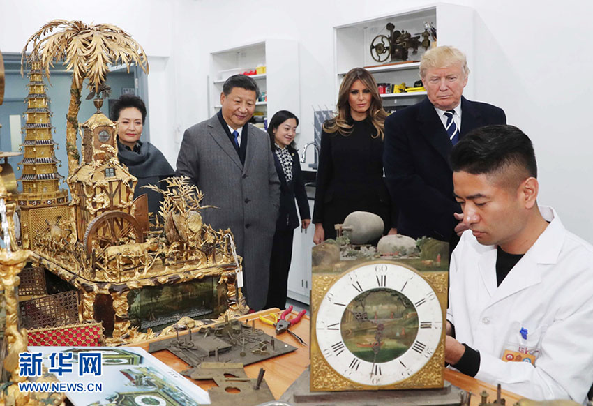 Xi e Trump visitam três importantes edifícios da Cidade Proibida