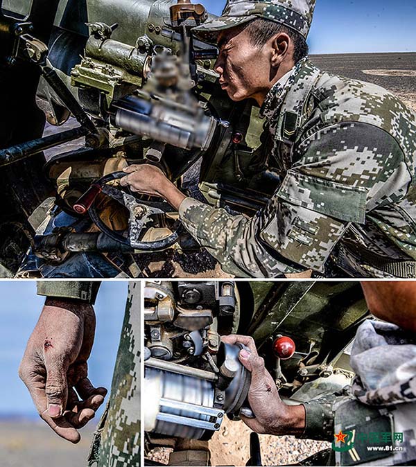 Brigada de artilharia do ELP realiza exercício de manobra no deserto de Gobi
