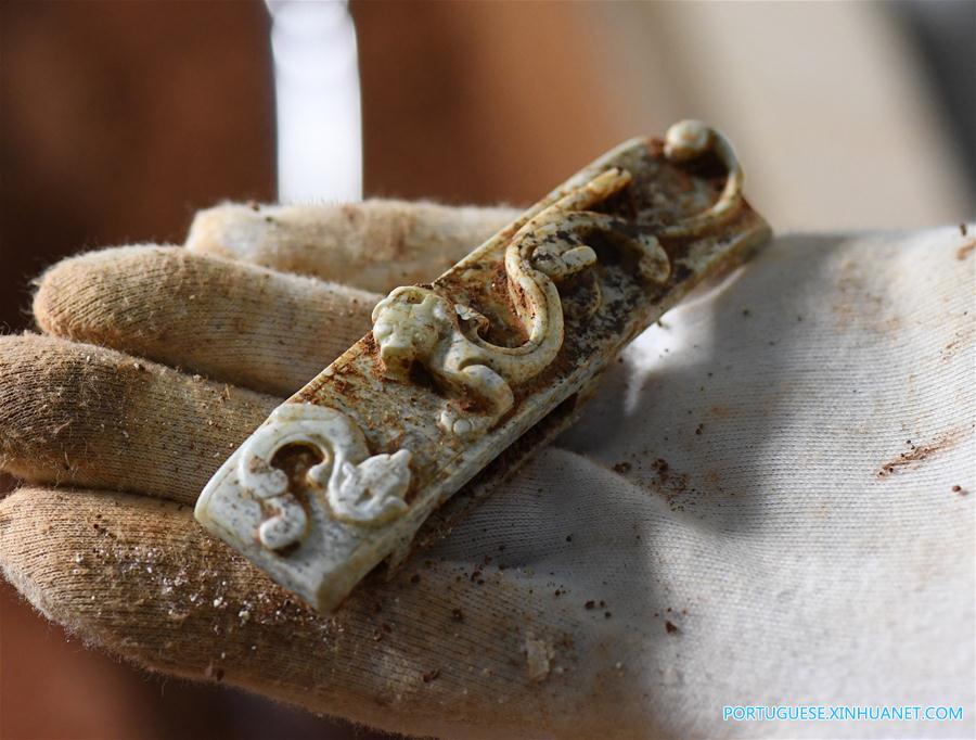 Relíquias de Jade descobertas do túmulo n° 5 do Marquês de Haihun em Nanchang