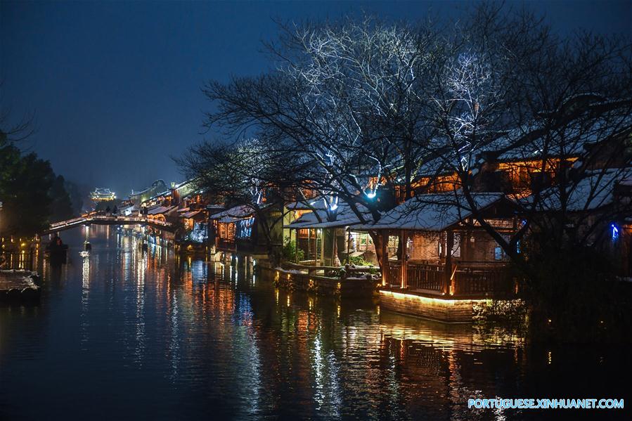 Charme de Wuzhen coberta de neve