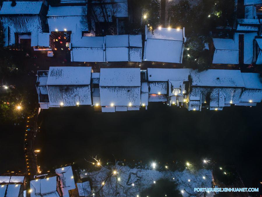 Charme de Wuzhen coberta de neve