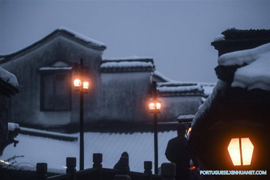 Charme de Wuzhen coberta de neve