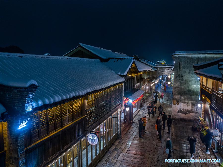 Charme de Wuzhen coberta de neve