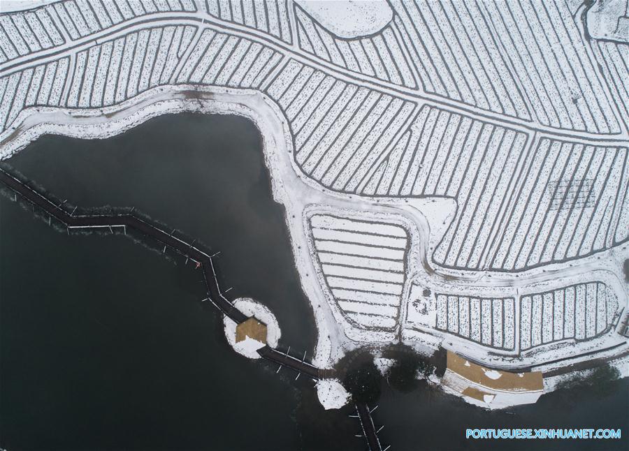 Charme de Wuzhen coberta de neve