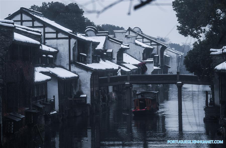 Charme de Wuzhen coberta de neve