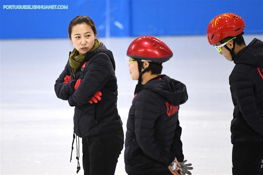 Equipe de patina??o de pista curta da China treina na Coreia do Sul para os Jogos Olímpicos de Inverno de PyeongChang 2018