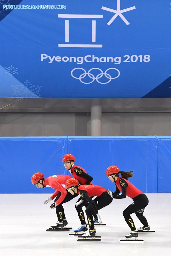 Equipe de patina??o de pista curta da China treina na Coreia do Sul para os Jogos Olímpicos de Inverno de PyeongChang 2018