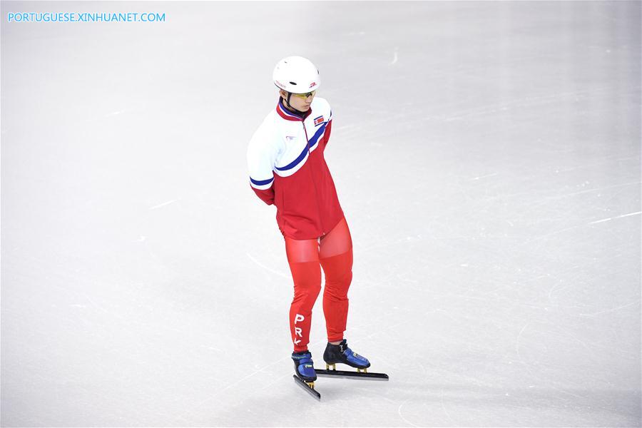 Equipe de patina??o de pista curta da China treina na Coreia do Sul para os Jogos Olímpicos de Inverno de PyeongChang 2018