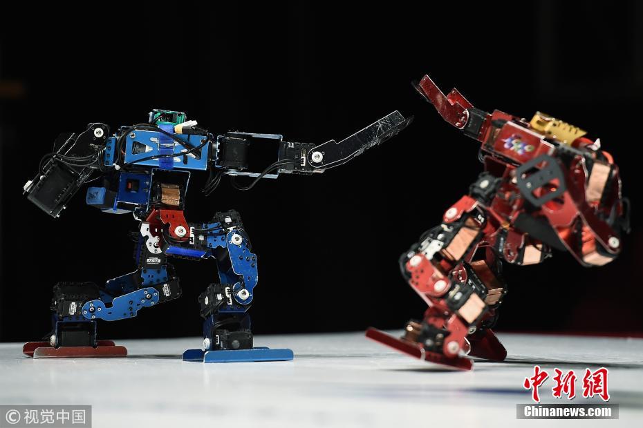 Rob?s praticam Kung Fu em competi??o realizada no Jap?o