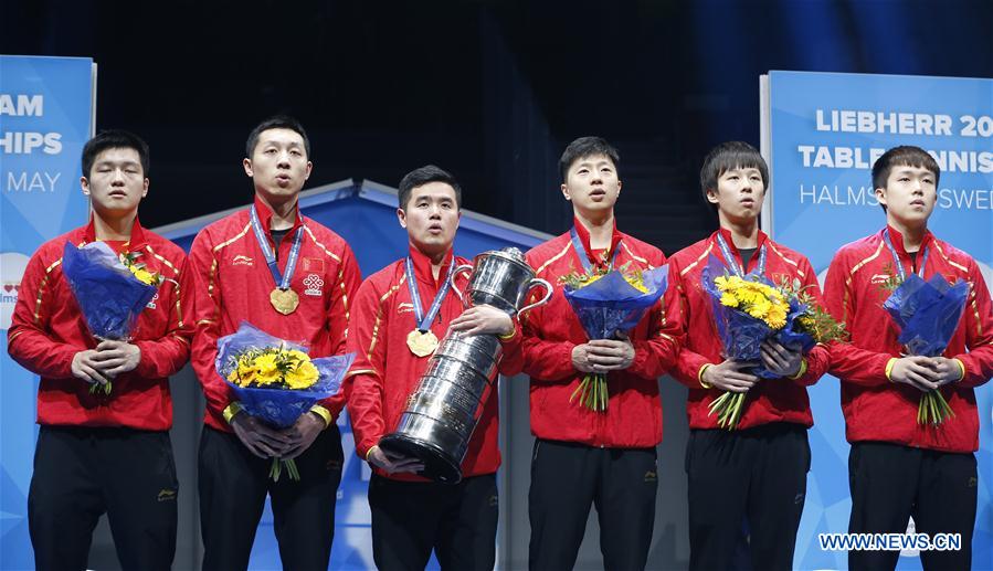 Equipa masculina chinesa arrecada 9o título consecutivo nos mundiais de ténis de mesa