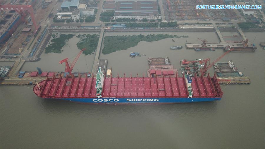 Construtor naval chinês entrega grande navio porta-contêineres